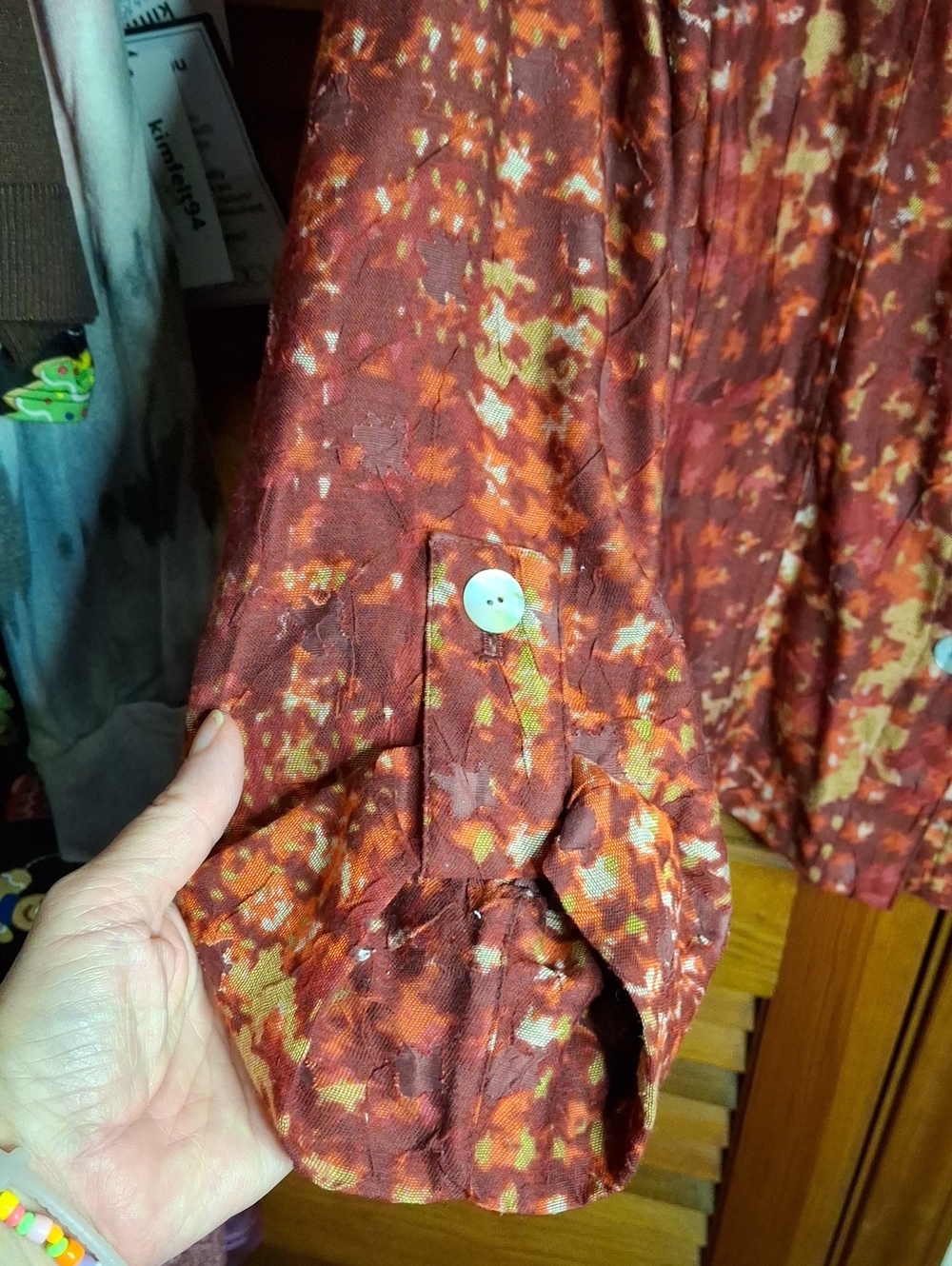 Ruby Rd. Women's Rust Printed Button-Front Blouse 20W Preloved - Picture 3 of 4